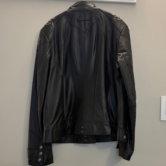 Tribal Black Leather Stud-Accent Moto Jacket - Picture 6 of 8